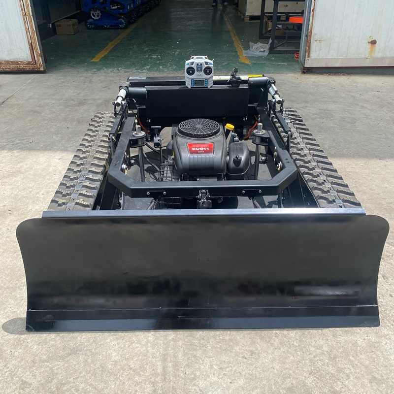 remote control lawn mower with a snow shovel